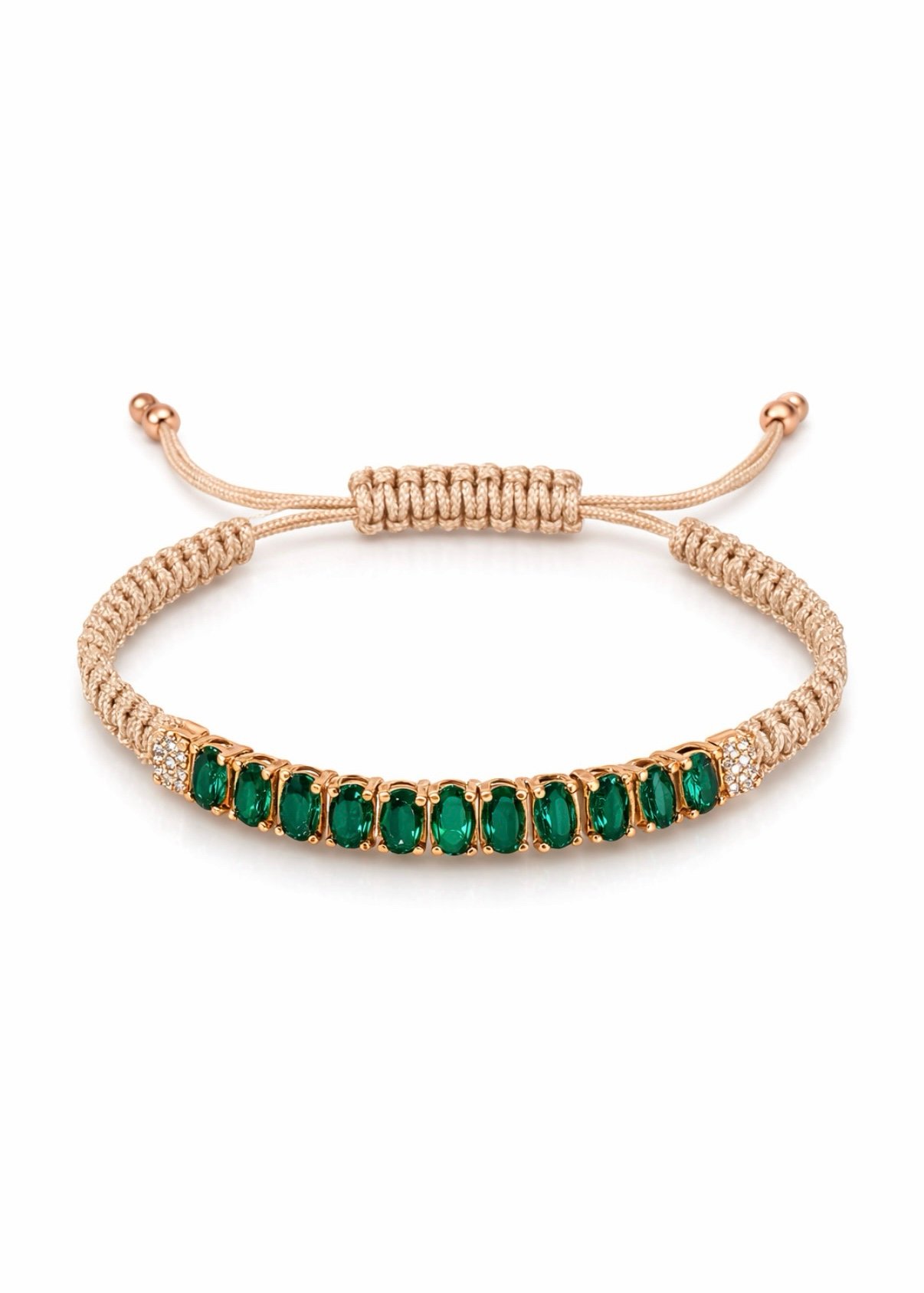 צמיד חוט עם טניס אמרלד משובץ