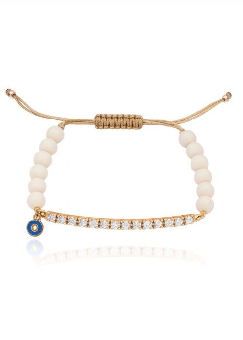 צמיד חרוזים ניוד עם טניס ועין נופלת