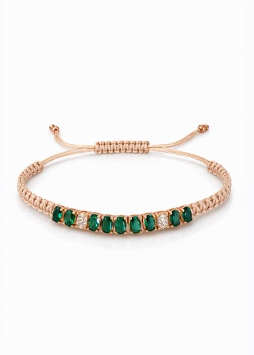 צמיד חוט עם טניס אמרלד משובץ