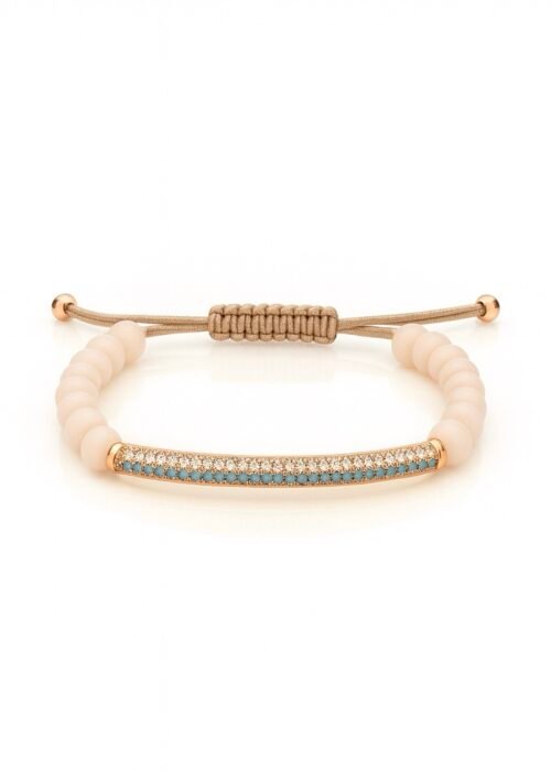 צמיד חרוזים ניוד עם פלטה משובצת טורקיז