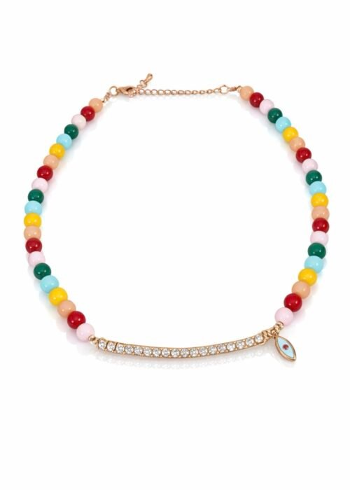 שרשרת חרוזים צבעוניים בשילוב טניס