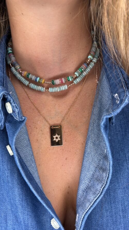 Alternative view of שרשרת חרוזים דיסקית תכלת