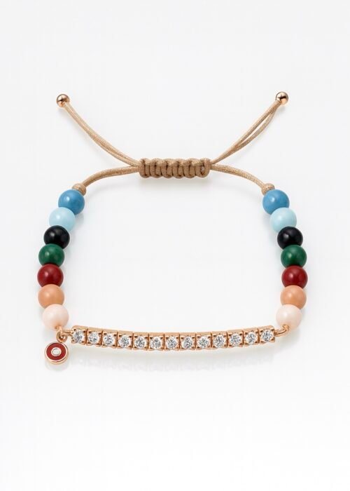 צמיד חרוזים צבעוניים עם טניס ועין נופלת