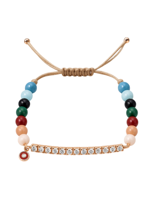 צמיד חרוזים צבעוניים עם טניס ועין נופלת