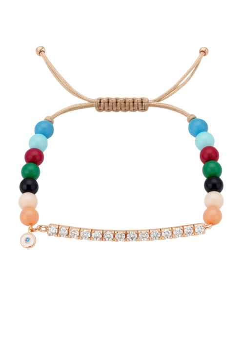 צמיד חרוזים צבעוניים עם טניס ועין נופלת