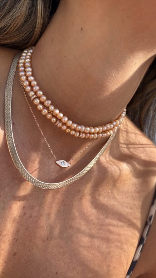 Alternative view of שרשרת פנינים שמפניה עם רונדלים