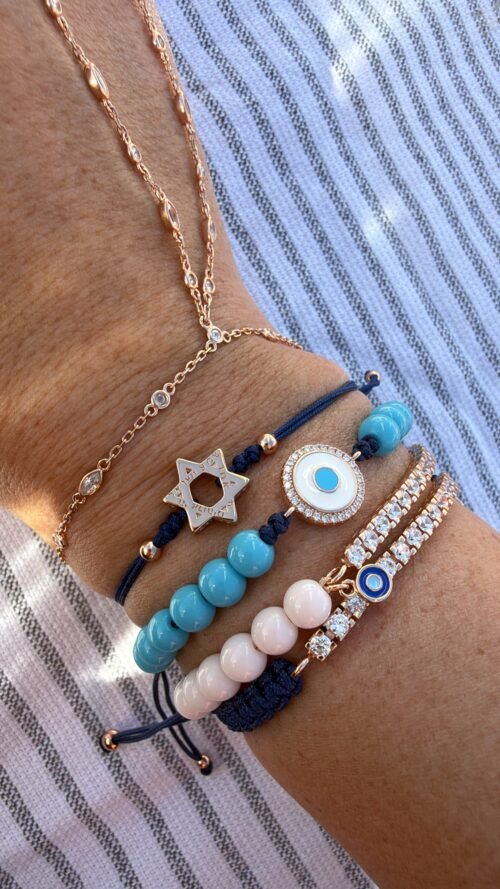 Alternative view of צמיד חרוזים ניוד עם טניס ועין נופלת