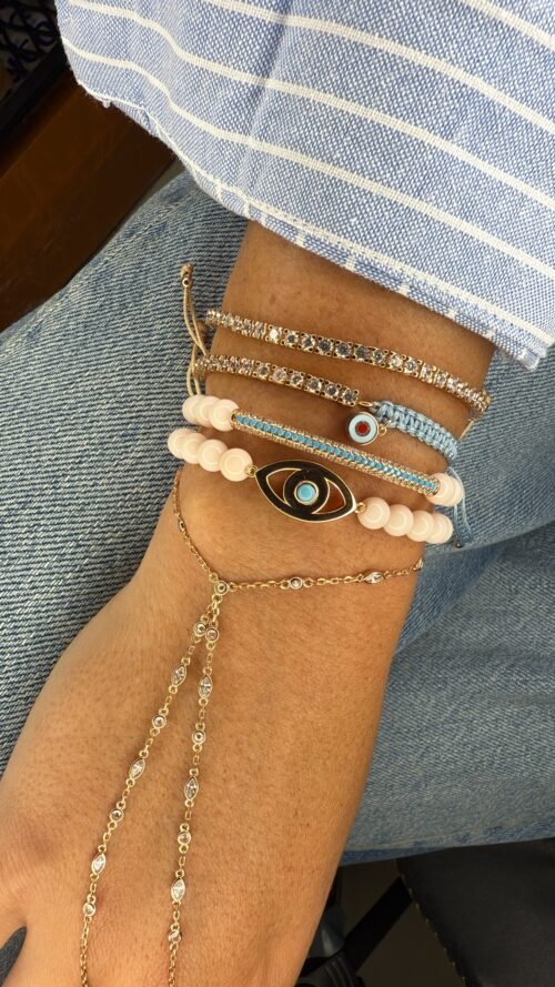 Alternative view of צמיד חרוזים ניוד עם פלטה משובצת טורקיז