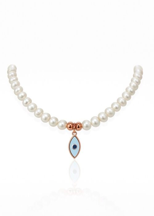 שרשרת פנינים עם עין קטנה נופלת