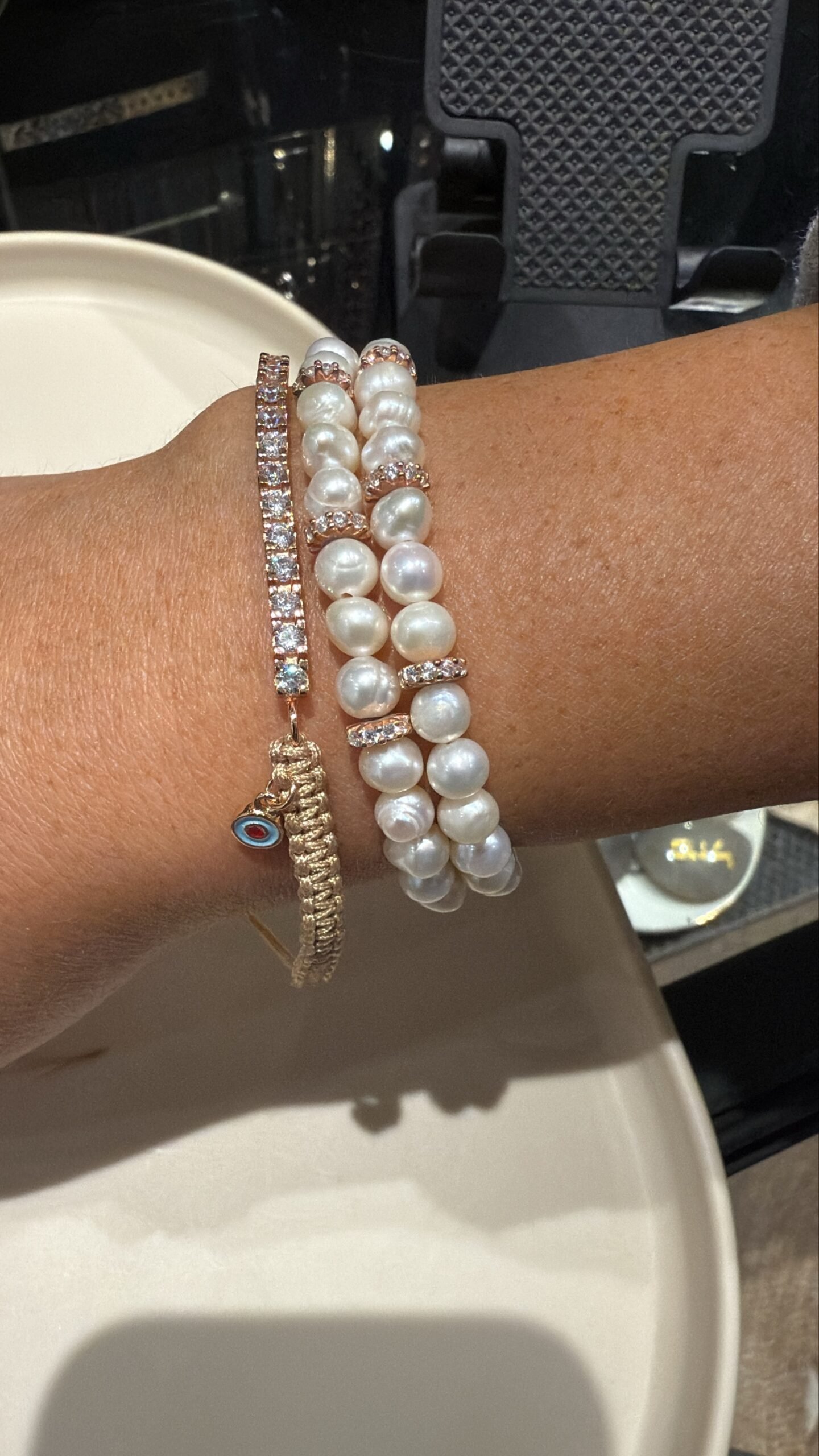 צמיד פנינים עם רונדלים – תמונה 2