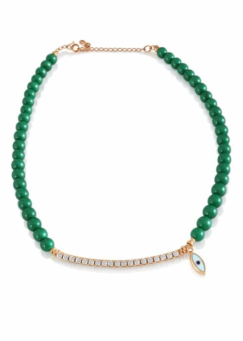 שרשרת חרוזים ירוקים בשילוב טניס