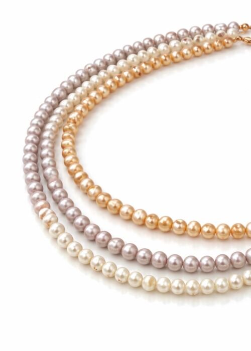 סט שרשראות פנינים בשלוש גוונים